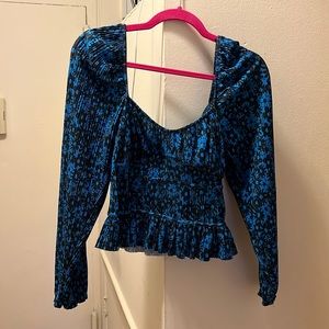 Blue floral blouse